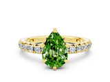 Yellow gold Pear Cut Cut Diamond Pavé Band with Four-Prong Setting