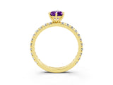 Yellow gold Pear Cut Cut Diamond Pavé Band with Four-Prong Setting_3