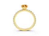 Yellow gold Pear Cut Cut Diamond Pavé Band with Four-Prong Setting_3