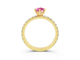 Yellow gold Pear Cut Cut Diamond Pavé Band with Four-Prong Setting_3