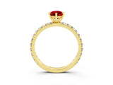 Yellow gold Pear Cut Cut Diamond Pavé Band with Four-Prong Setting_3
