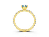 Yellow gold Pear Cut Cut Diamond Pavé Band with Four-Prong Setting_3