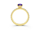 Yellow gold Pear Cut Cut Diamond Pavé Band with Four-Prong Setting_3