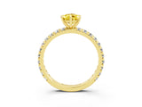 Yellow gold Pear Cut Cut Diamond Pavé Band with Four-Prong Setting_3