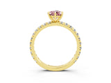 Yellow gold Pear Cut Cut Diamond Pavé Band with Four-Prong Setting_3