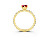 Yellow gold Pear Cut Cut Diamond Pavé Band with Four-Prong Setting_3