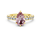 Yellow gold Pear Cut Cut Diamond Pavé Band with Four-Prong Setting