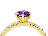 Yellow gold Pear Cut Cut Diamond Pavé Band with Four-Prong Setting_4