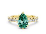 Yellow gold Pear Cut Cut Diamond Pavé Band with Four-Prong Setting