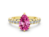 Yellow gold Pear Cut Cut Diamond Pavé Band with Four-Prong Setting