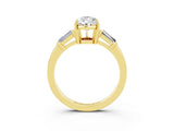 Yellow gold Pear Cut Cut Diamond Ring with Tapered Baguette Side Stones in Four-Prong Setting_3