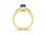 Yellow gold Pear Cut Cut Diamond Ring with Tapered Baguette Side Stones in Four-Prong Setting_3