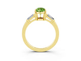 Yellow gold Pear Cut Cut Diamond Ring with Tapered Baguette Side Stones in Four-Prong Setting_3