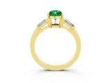 Yellow gold Pear Cut Cut Diamond Ring with Tapered Baguette Side Stones in Four-Prong Setting_3