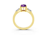 Yellow gold Pear Cut Cut Diamond Ring with Tapered Baguette Side Stones in Four-Prong Setting_3