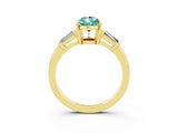 Yellow gold Pear Cut Cut Diamond Ring with Tapered Baguette Side Stones in Four-Prong Setting_3