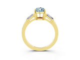 Yellow gold Pear Cut Cut Diamond Ring with Tapered Baguette Side Stones in Four-Prong Setting_3