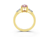 Yellow gold Pear Cut Cut Diamond Ring with Tapered Baguette Side Stones in Four-Prong Setting_3