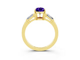 Yellow gold Pear Cut Cut Diamond Ring with Tapered Baguette Side Stones in Four-Prong Setting_3