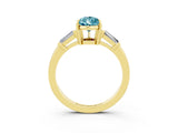 Yellow gold Pear Cut Cut Diamond Ring with Tapered Baguette Side Stones in Four-Prong Setting_3