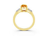 Yellow gold Pear Cut Cut Diamond Ring with Tapered Baguette Side Stones in Four-Prong Setting_3