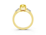 Yellow gold Pear Cut Cut Diamond Ring with Tapered Baguette Side Stones in Four-Prong Setting_3