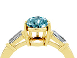 Yellow gold Pear Cut Cut Diamond Ring with Tapered Baguette Side Stones in Four-Prong Setting_4