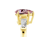 Yellow gold Pear Cut Cut Diamond Ring with Tapered Baguette Side Stones in Four-Prong Setting_5