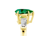 Yellow gold Pear Cut Cut Diamond Ring with Tapered Baguette Side Stones in Four-Prong Setting_5