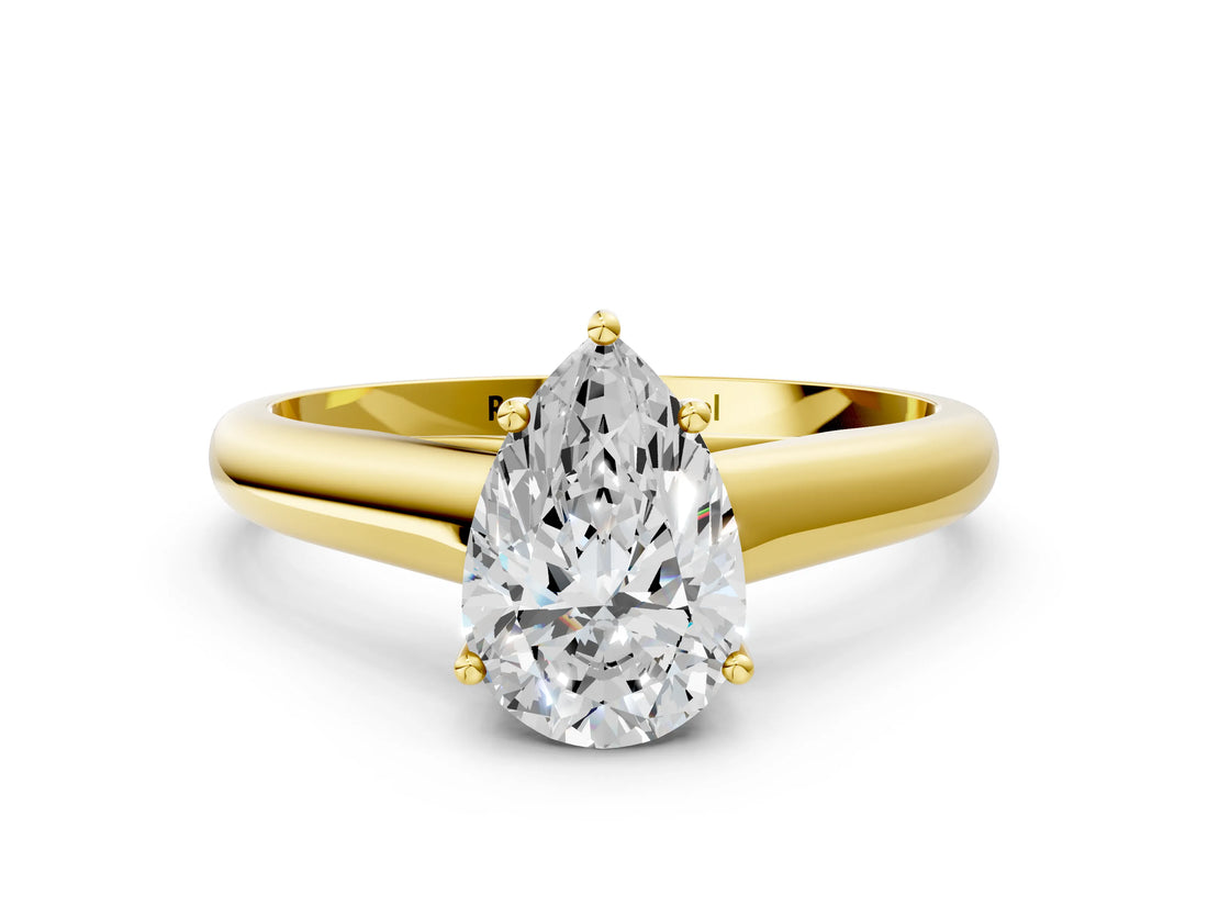 Yellow gold Pear Cut Cut Diamond Solitaire Engagement Ring with Tapered Plain Band and Four-Prong Setting_15