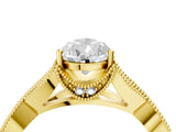 Yellow gold Pear Cut Cut Diamond Twisted Band with Milgrain Pave Setting and Four-Prong Setting_10