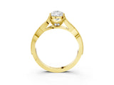 Yellow gold Pear Cut Cut Diamond Twisted Band with Milgrain Pave Setting and Four-Prong Setting_9