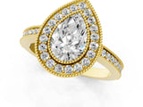 Yellow gold Pear Cut Cut Halo Pavé Diamond Ring_10