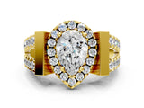 Yellow gold Pear Cut Cut Halo Split Shank Prong Set Ring_3