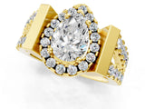 Yellow gold Pear Cut Cut Halo Split Shank Prong Set Ring_4
