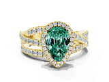 Yellow gold Pear Cut Cut Halo Split Shank Prong Setting Ring_12
