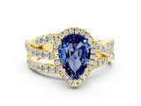 Yellow gold Pear Cut Cut Halo Split Shank Prong Setting Ring_12