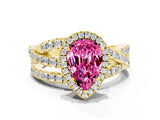 Yellow gold Pear Cut Cut Halo Split Shank Prong Setting Ring_12
