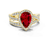 Yellow gold Pear Cut Cut Halo Split Shank Prong Setting Ring_12