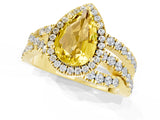Yellow gold Pear Cut Cut Halo Split Shank Prong Setting Ring_13