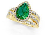 Yellow gold Pear Cut Cut Halo Split Shank Prong Setting Ring_13
