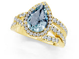 Yellow gold Pear Cut Cut Halo Split Shank Prong Setting Ring_13