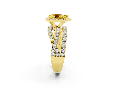 Yellow gold Pear Cut Cut Halo Split Shank Prong Setting Ring_14