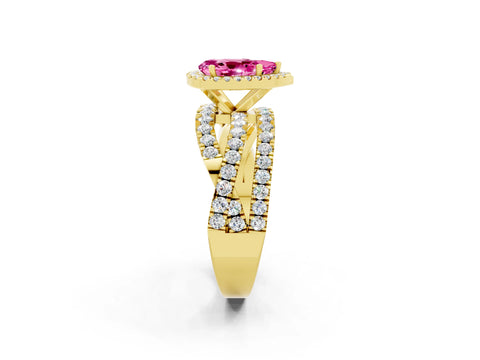 Yellow gold Pear Cut Cut Halo Split Shank Prong Setting Ring_14