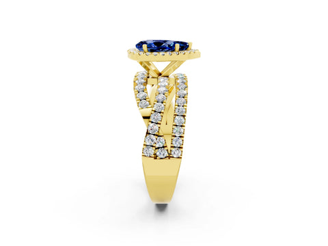 Yellow gold Pear Cut Cut Halo Split Shank Prong Setting Ring_14