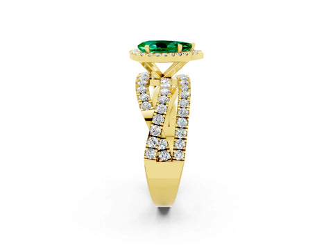 Yellow gold Pear Cut Cut Halo Split Shank Prong Setting Ring_14