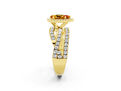 Yellow gold Pear Cut Cut Halo Split Shank Prong Setting Ring_14