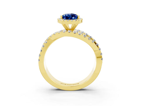 Yellow gold Pear Cut Cut Halo Split Shank Prong Setting Ring_15