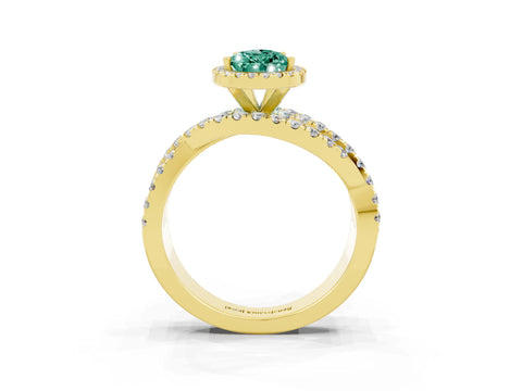 Yellow gold Pear Cut Cut Halo Split Shank Prong Setting Ring_15