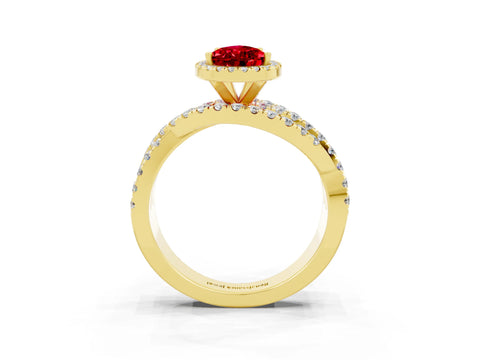 Yellow gold Pear Cut Cut Halo Split Shank Prong Setting Ring_15